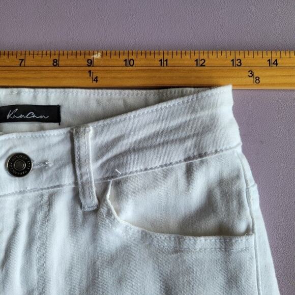 KanCan Kaia White Distressed Stretchy High-Rise Denim Shorts Size 26 - Picture 8 of 10